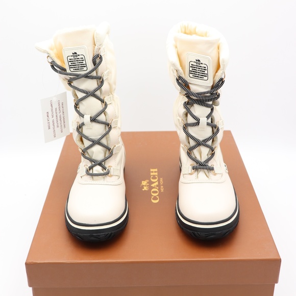 Coach Sage White Lace-Up Cold Weather Winter Boots - Picture 2 of 8